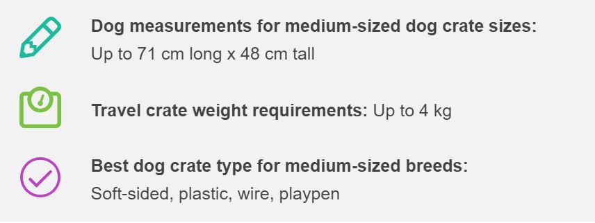 Dog Crate Sizes - Medium Breeds